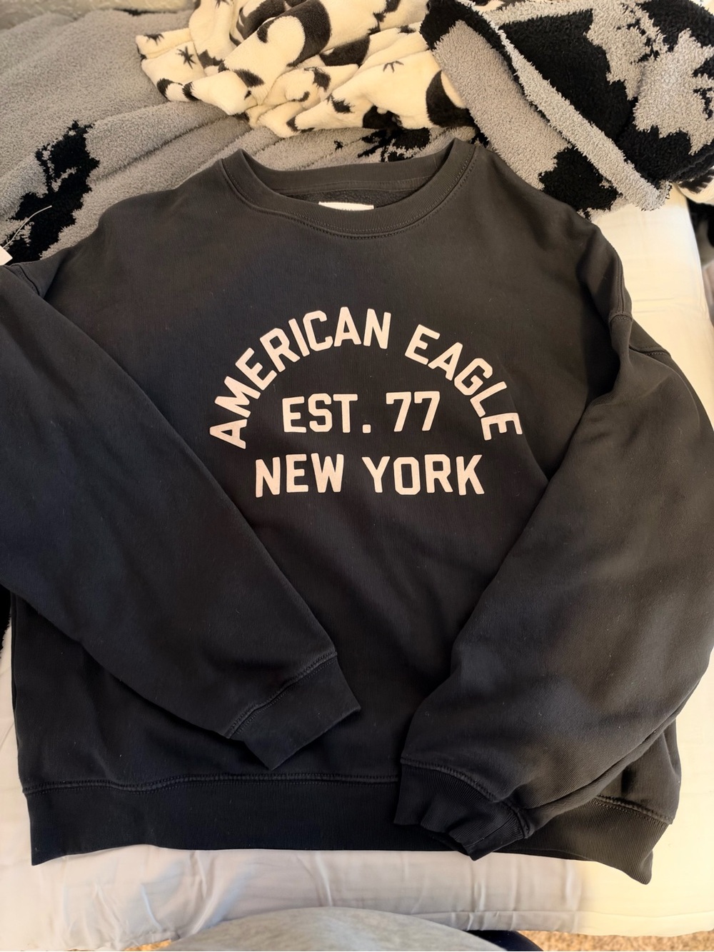 American Eagle Outfitters Black Crewneck Sweatshirt with white Logo